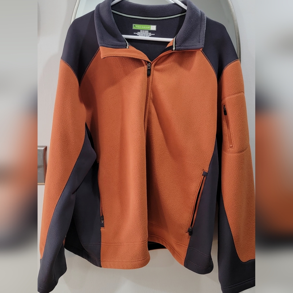 Two-Tone TEK GEAR Orange and Charcoal Fleece Jacket